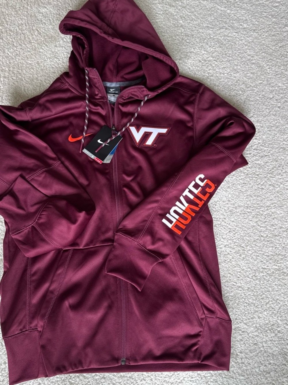 Nike Maroon and Orange VT Zip Hoodie